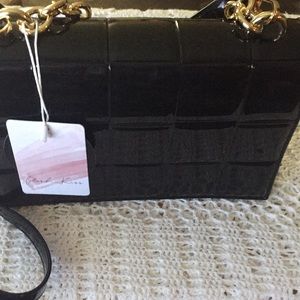 NWT Blush Kiss Shiny Patent Black Purse